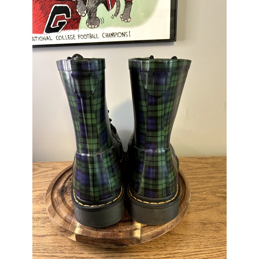 Dr Martens Blue Green Tartan Drench Rain Boots size 7/EU 38 - Picture 4 of 6